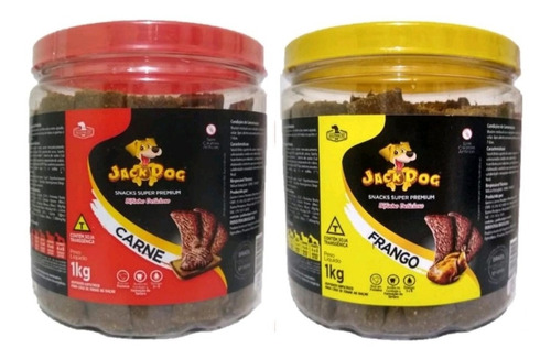 2 Potes Bifinho Jack Dog Petisco Snack Para Cães 1 Kg