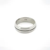 Comprar Anillo Argolla Con Linea Negra Para Hombre De Plata Ley .925