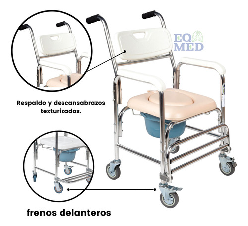 Silla Comodo Ducha Aumento Para Wc Baño 3 En 1 Aluminio Lujo