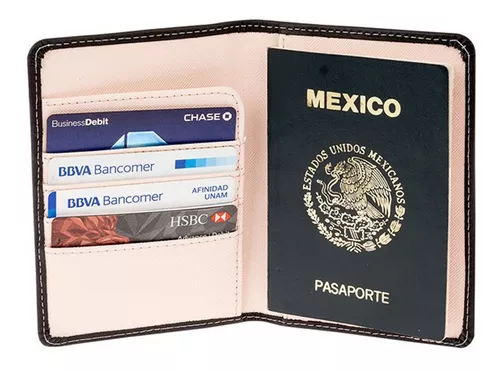 Porta Pasaporte Funda Tarjeta Visa Piel Negro/rosa Jennyfer