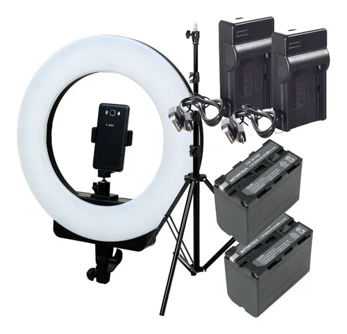 Ring Led Aro Luz Ø46 Kit A Bateria C/cargador+pie P/ Celular