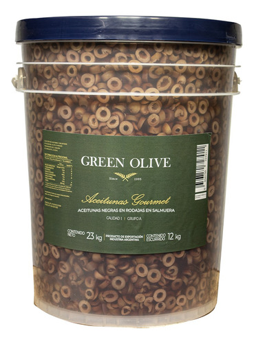 Aceitunas Negras Green Olive Nat. En Rodajas X 12 Kg. Balde