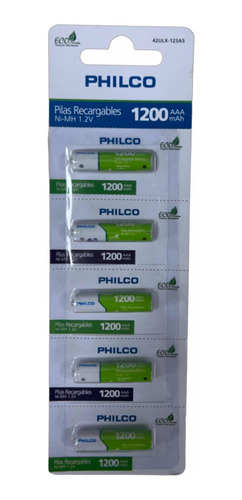 Pila Aaa Recargable Pack 5 Unidades 1200 Mah Philco 