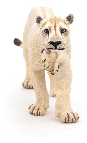 Figura De Leona Blanca Con Cachorro Multicolor
