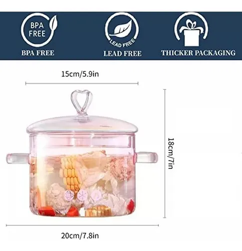 Ollas Transparentes Cocinar 1500 Ml Cristal Resistente Calor