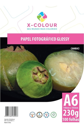 Imagem 1 de 1 de Papel Fotografico Glossy A6 230g M² 100 Folhas X-colour