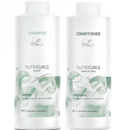 Shampoo Para Ondas 1000ml + Acondicionador Wella Nutricurls