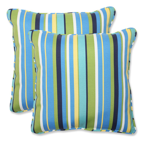 Pillow Perfect Almohadas Topanga Stripe Lagoon Para Exterior
