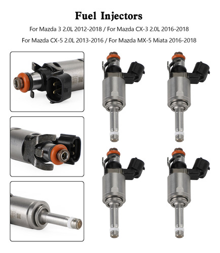 Y1z 4 Inyectores De Combustible Pe01-13-250c Para Mazda 3