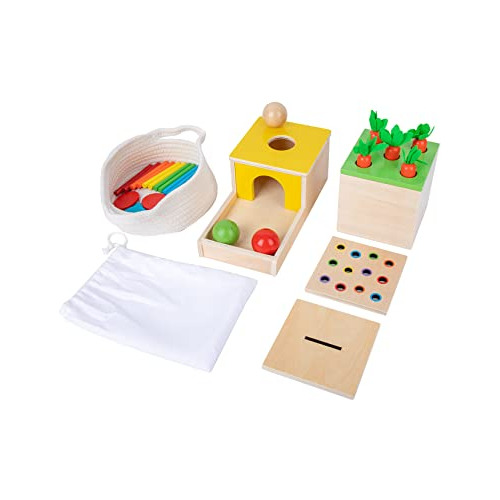 Montessori Box Toys Toddler Play Kit Coin Box, Carrot Harves