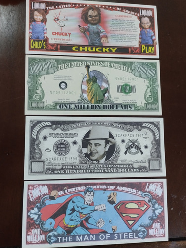 Billetes De Miss Libertad, Chuky Superman,  Al Capone 