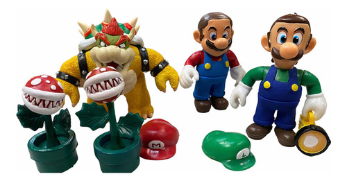 Super Mario Brothers Vs Bowser Figuras Con Luz Mario Luigi