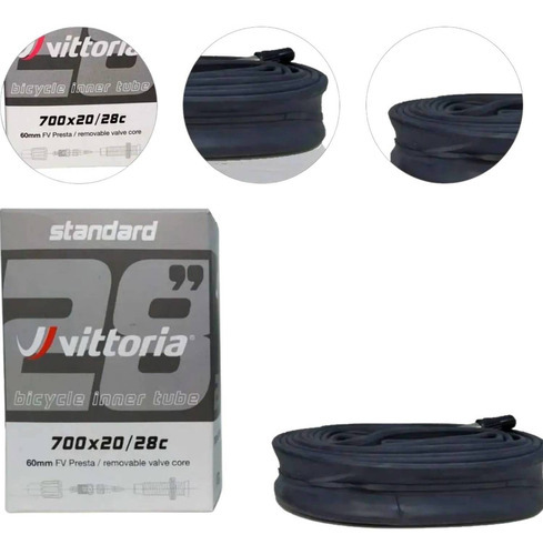 Cámara de aire 700x20/28 Válvula delgada extraíble Vittoria de 60 mm tipo válvula Presta