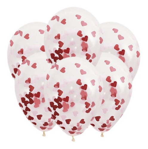 Pack 6 Uds Globos De Látex Con Relleno De Confeti