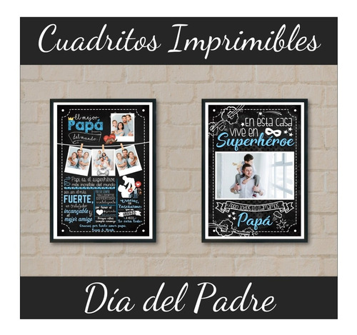 Kit Imprimible Cuadritos Día Del Padre Editables Power Point