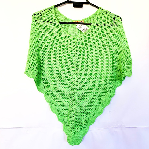 Poncho De Hilo Color Verde Talla Estándar Nuevo Con Etiqueta