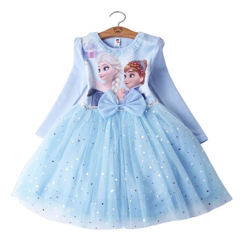 Vestido Casual De Princesa De Dibujos Animados De Elsa Anna