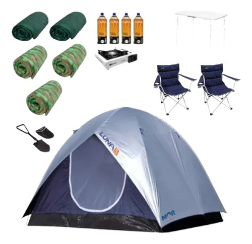Barraca De Camping Luna 5 Pessoas Mor +kit Familia P/acampar