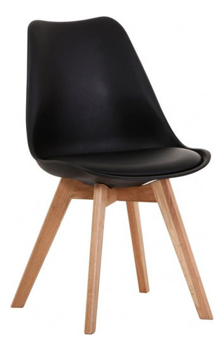 Silla Eames Acolchonada Con Patas De Madera - Blanca