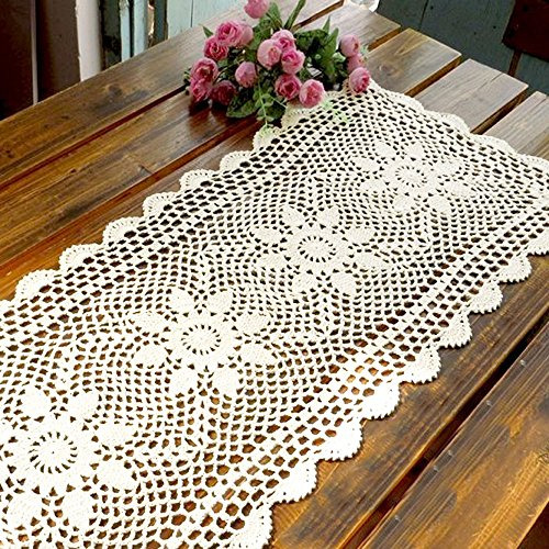 Kepswet Girasol Algodón Hecho A Mano Crochet Encaje Rectángu