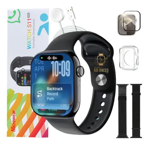 Smartwatch Microwear S11 Pro AMOLED 47mm GPS NFC WhatsApp Preto