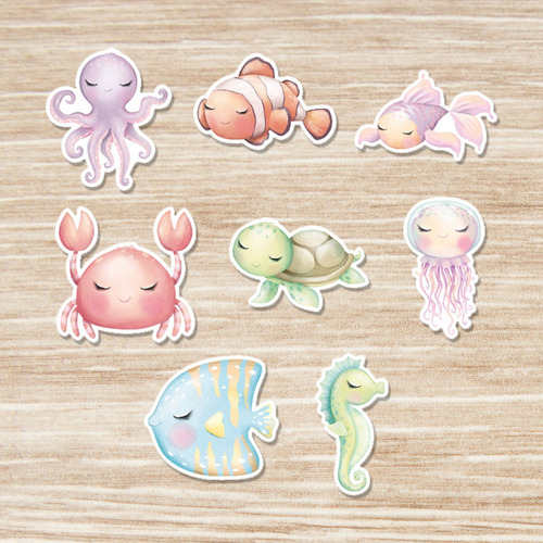 100 Recortes Apliques Fundo Do Mar Aquarela Menina