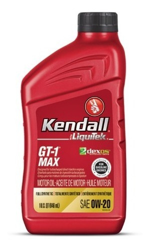 3-pack Aceite 0w20 Kendall Gt-1 Max Dexos 100% Sintético 