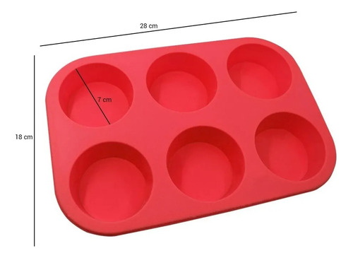 Set Moldes Muffins Silicona + Molde Teflon Cupcakes X6 Uni