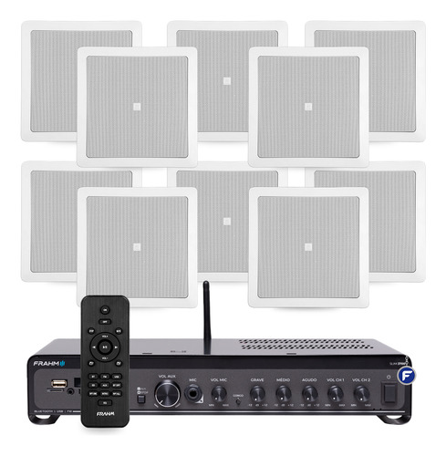 Kit Som Ambiente Amplificador E Arandelas De Embutir Gesso