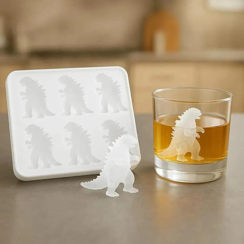 Charola De Hielos De Silicón Godzilla Para Bebidas Temáticas
