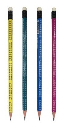 Lapis De Escrever Com Tabuada - 72 Unidades - Com Borracha