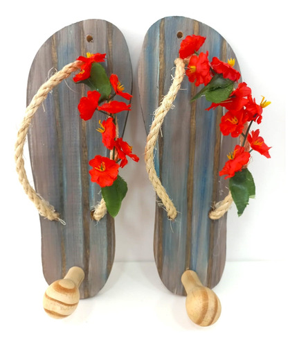 Par De Cabide Chinelo Decoração Cabideiro Pinus Artesanal