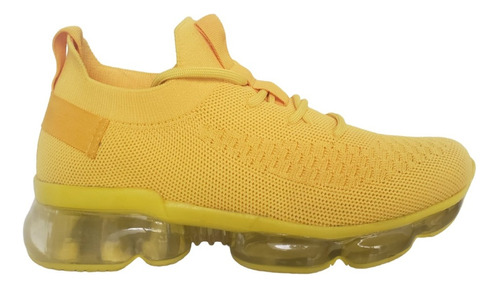 Tenis Sneaker Flow Para Dama Amarillo De Moda Y Muy Comodo