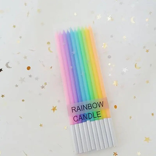 1 Juego De Velas Largas Con Forma De Arcoíris Para Tartas, V