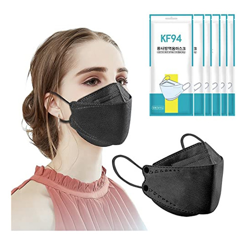 60pcs Kf94 Mask,disposable Black Masks,4 Layers Protect...