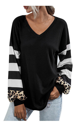 D Moda Para Mujer, Cuello En V, Estampado De Leopardo, Estam