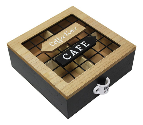 Caja De Te 4 Divisiones Tapa Con Diseño Decorativa Decohogar