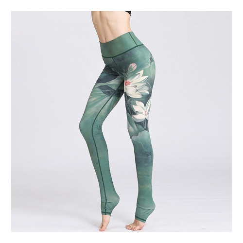Pantalones De Yoga Con Flores Y Leggings Deportivos De Cintu