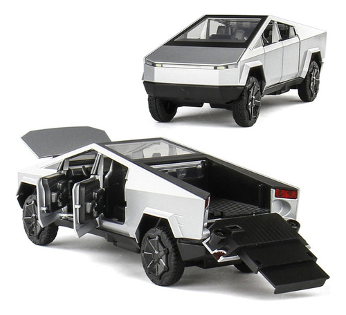 Tesla Cybertruck Miniatura Metal Coche Con Base Expositora