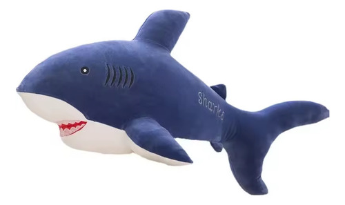 Hermoso Peluche Almohadón Tiburón Gigante Azul Oscuro