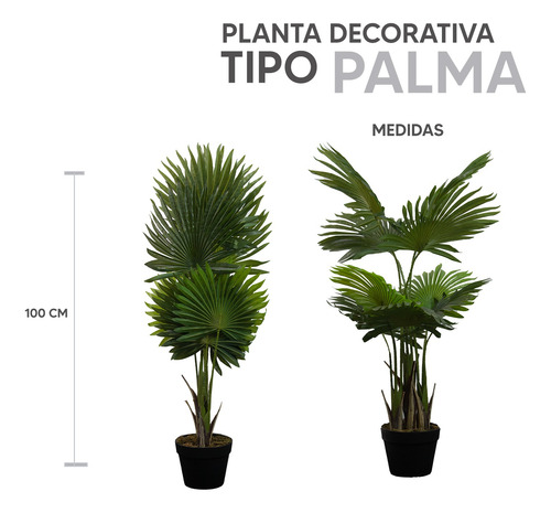 Planta Artificial De Plastico Tipo Palma 100cm Jardin Sala