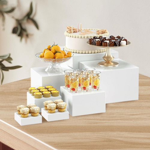 E 7 Pçs Buffet Riser Comida Riser Com Fundo Oco Expositor