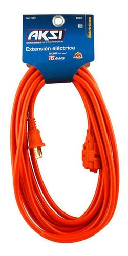 Extensión Eléctrica De Uso Rudo Blanca 30m Calibre 16 Aksi Color Naranja