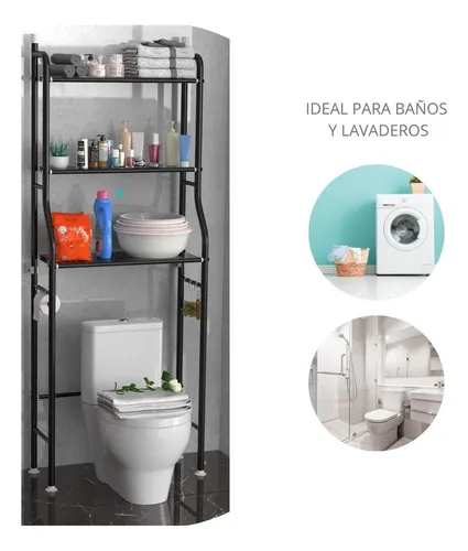 Estantes Armario Mueble Organizador Baño Inodoro Metal Acero IMBACK Color Negro