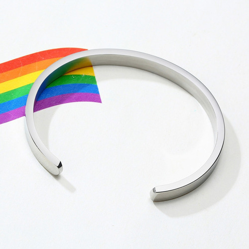 Kl 2 Piezas De Acero Rainbow Pride Gay Lgbt Pulsera Charm