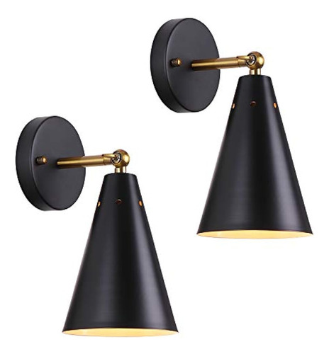 Mwz Modern Black Wall Sconces Lighting, Paquete De 2 Aplique