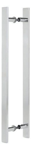 Puxador Duplo Alumínio 50cm Porta Pivotante Madeira/vidro Cor Prateado