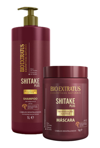 Kit 1 Shampoo 1 Banho Creme Limpeza Nutrit. Shitake 1l K7953