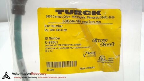 Turck Rsc Wkc 840-0.2m, Ethernet Cable Assembly, U-89361 Ccf