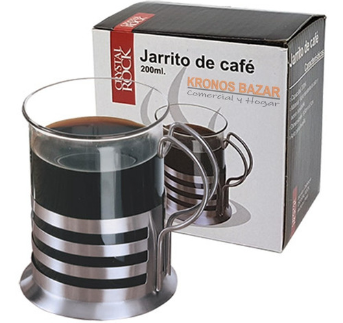 Jarro Taza Cafe Capucchino Vidrio Base Acero Jarrito C Rock